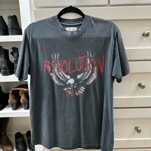 Anine Bing Revolution Tee in Charcoal and Red
